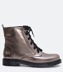 Bota Coturno Metalizado Satinato