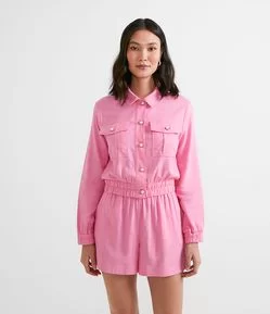 Jaqueta em Linho com Botões de Pérola