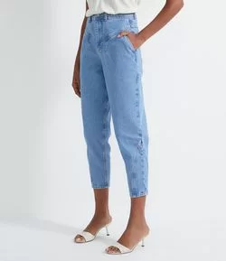 Calça Slouchy Jeans com Recortes e Bolsos