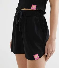 Short Runner em Ribana com Etiqueta Aplicada na Barra