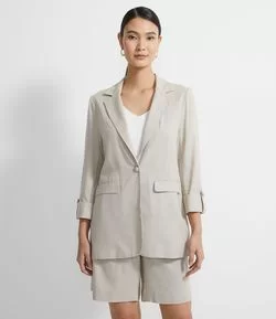 Blazer em Linho sem Forro com Martingale na Manga