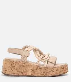 Sandália com Tiras em Corda Trançado e Salto Flatform