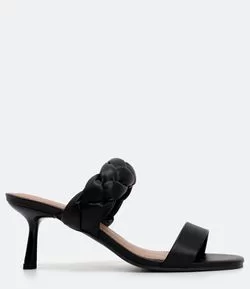 Sandália Salto Fino Duas Tiras Satinato