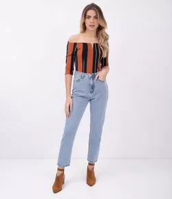 Calça Mom Lisa com Lavagem Marmorizada