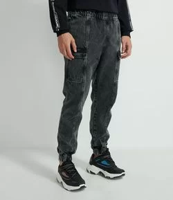 Calça Jogger Jeans Marmorizada