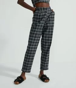 Calça Estilo Alfaiataria em Algodão Xadrez