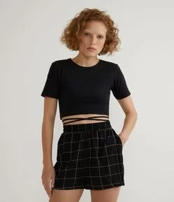 Blusa Cropped em Algodão com Amarração no Corpo