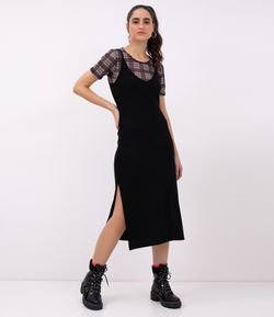 Vestido Midi Liso Alça Fina 