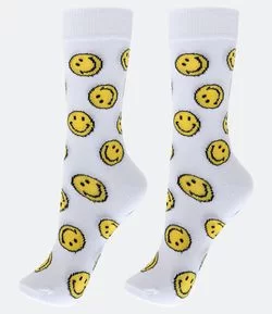 Meia Modelo Cano Alto Individual Smiley