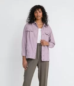 Jaqueta Oversized em Veludo Sem Estampa