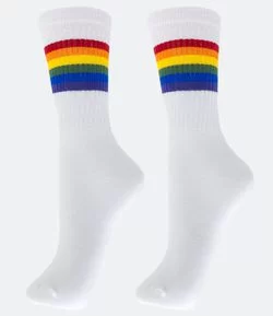 Meia Cano Longo Arco Íris