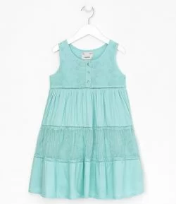 Vestido Infantil com Renda e Tule - Tam 5 a 14 anos