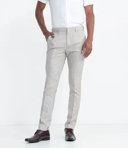 Calça Social Alfaiatada Super Slim em Poliviscose Texturizada