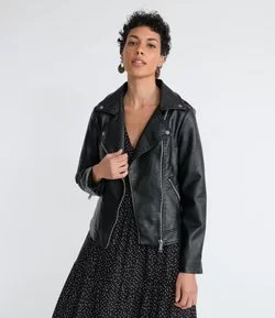 Jaqueta Perfecto em Material Sintético com Zíperes