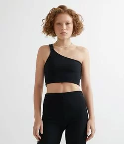 Blusa Canelada Ombro Único com Engate