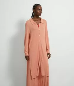 Saída de Praia Camisa Alongada Texturizada Comfy