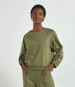 Blusão Fechado em Algodão com Detalhes nas Mangas Comfy