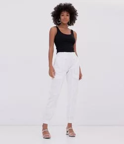 Blusa Regata Cropped Básica em Algodão Canelado