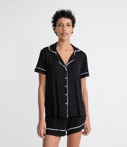 Pijama Americano Curto em Viscolycra com Bolsinho na Frente