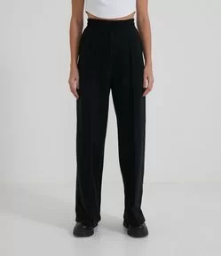 Calça Pantalona em Moletom Friso Frontal