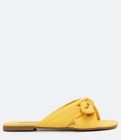 Sandália Rasteira Tiras em X e Laço