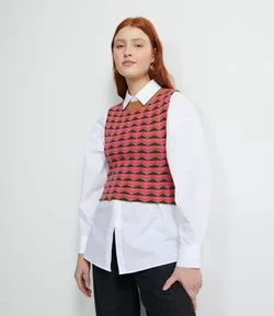 Blusa Regata em Tricô Estampa Jacquard