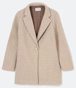 Casaco Alongado Sem Estampa Com Fechamento em Botão Único