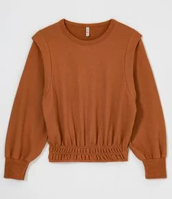 Blusão Manga Bufante em Moletom com Elástico na Barra