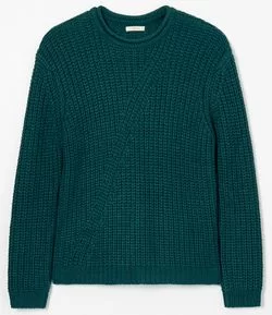 Suéter Texturizado em Tricô Sem Estampa