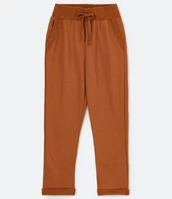 Calça Jogger em Moletom com Amarração e Detalhes Texturizados