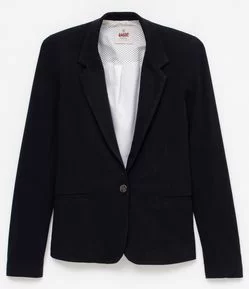 Blazer Ajustado Liso com Botão Único