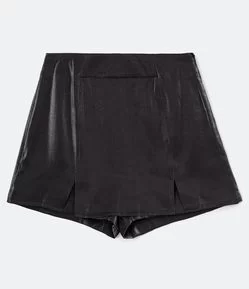 Short Saia em Crepe Metalizado com Fendas