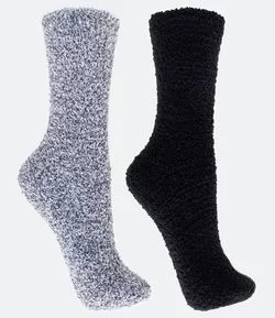 Kit 2 Meias em Chenille Lisas
