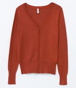 Cardigan Manga Longa em Tricô Básico 