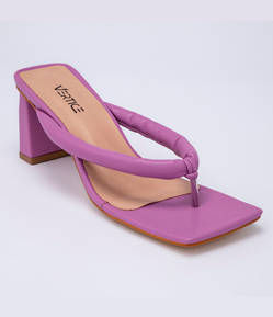 Mule Feminino Salto Médio Square Tiras Soft - Lavanda