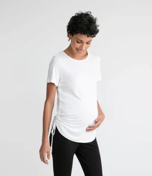 BLUSA EM VISCOSE COM CORDÕES PUXADINHOS NAS LATERAIS MATERNITY BRANCO