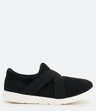 TÊNIS KNIT TIRAS EM X PRETO