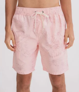 BERMUDA ESTAMPA FOLHAGENS COM AMARRAÇÃO ROSA
