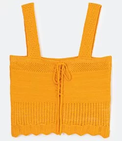 BLUSA CROPPED EM TRICÔ COM AMARRAÇÃO