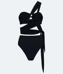 MAIÔ EM POLIAMIDA COM MULTI AMARRAÇÕES E ARGOLA NO DECOTE