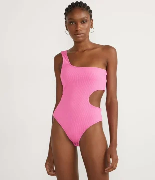 BODY OMBRO ÚNICO TEXTURIZADO COM ABERTURA NA LATERAL ROSA