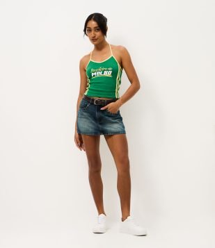 Blusa de Alça com Estampa Brasileiro tem Molho Verde