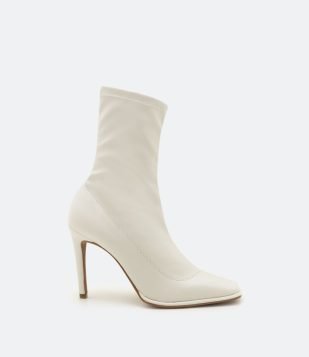  Bota com Salto Alto Fino Com Vira Branco 