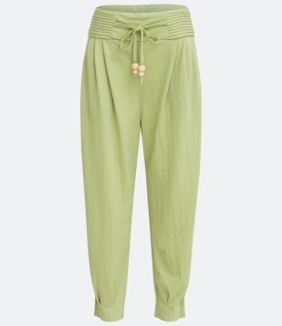  Calça Jogger em Orly com Amarração Frontal e Pregas Verde 