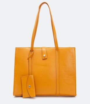  Bolsa Shopper de Ombro com Bolsinha Auxiliar Amarelo 