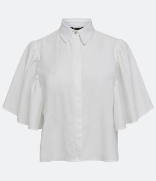  Camisa em Tricoline com Manga Morcego Branco 