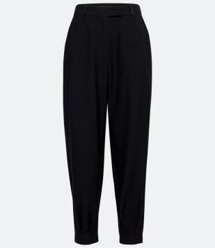  Calça Balloon Alfaiataria em Crepe com Pregas nos Punhos Preto 