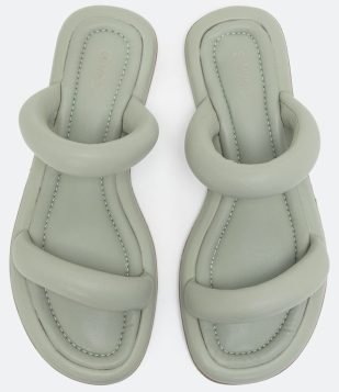  Rasteira Sintético Duas Tiras Puffa Verde 