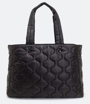  Bolsa Shopper Puffer com Textura em Matelassê Preto 