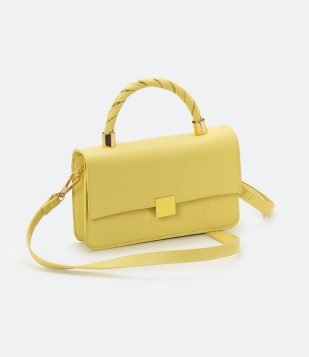  Bolsa Transversal Boxy com Alça Trançada e Locker Frontal Verde 